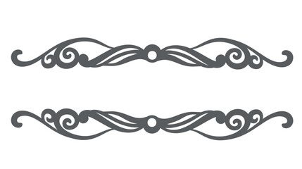Symmetrical flourish divider with curved floral swirls and circular center. Classic decorative doodle style. Great for wedding design, invitations, or logos. Vector illustration.