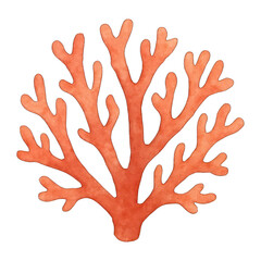Obraz premium PNG Vibrant coral watercolor illustration.