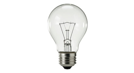 Isolated Clear Glass Light Bulb with Filament Visible