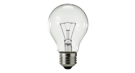 Isolated Clear Glass Light Bulb with Filament Visible