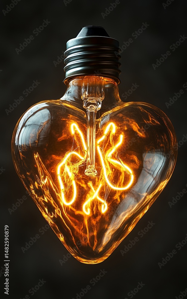 Poster artistic representation of a heart with natural lighting casting shadows and textures for creative p