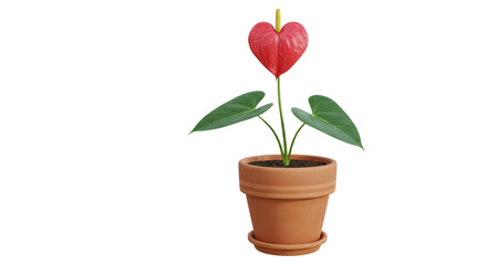 Isolated Heart-Shaped Flower in Pot Symbolizing Love