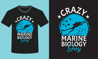 Crazy Marine Biologist Guy with Mockup Template For Print, Poster, Card, Mug, Bag, Invitation And Party.