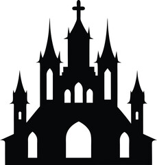 Obraz premium church silhouette vector