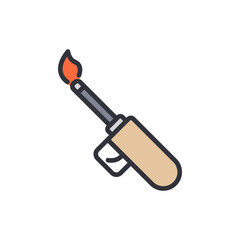 Stylized Illustration Of A Kitchen Torch With An Active Orange Flame