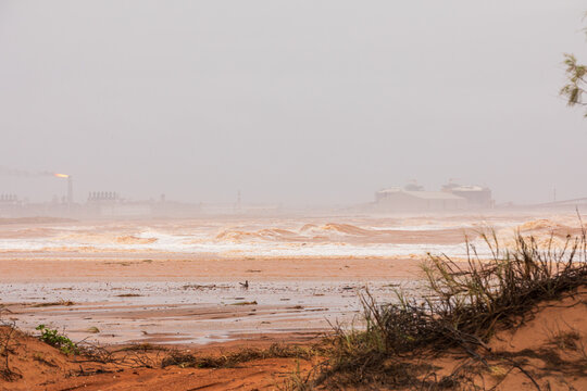 Onslow at end of cyclone Sean, looking towards Chevron Oil and Gas