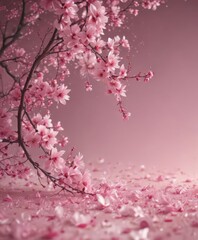 Fototapeta premium Abstract pink sakura petals swirl, ethereal background, wallpaper, element