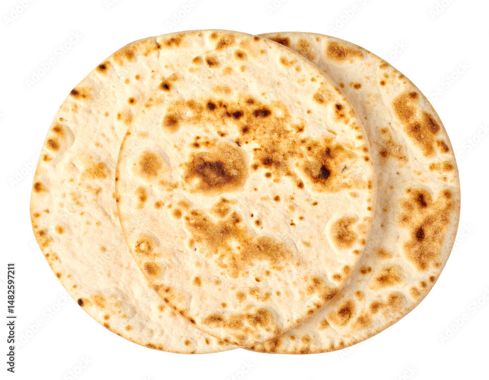 Poster two pita breads overlapping on transparent background