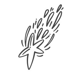 Sketch shooting space star with falling trails. Doodle sketch star in motion, space and creativity themes design