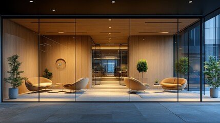 Modern Office Lobby with Stylish Furniture and Natural Light