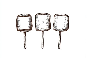 Marshmallow Trio Sweet Sketched Treat Delight.