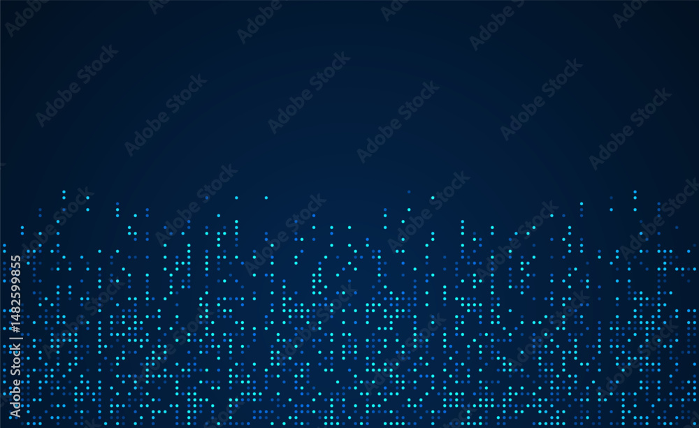 Poster digital technology background. digital data dots bllue pattern pixel background