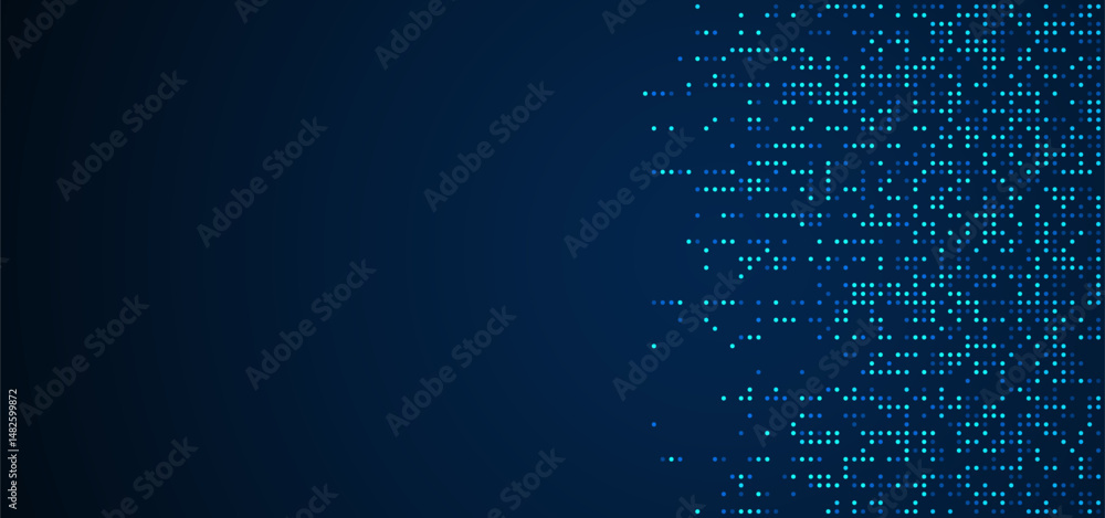 Poster digital technology background. digital data dots bllue pattern pixel background