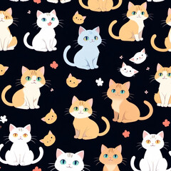 seamless background with cats