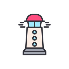 Stylized Lighthouse Illustration With Simple Outlines On A Transparent Field