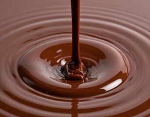 Rich, molten chocolate cascades in elegant ripples during a creative culinary session.