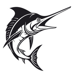 Obraz premium a-fierce-swordfish-face-silhouette-vector--long-po.eps