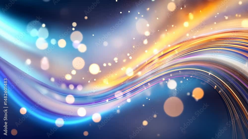 Aufkleber vibrant abstract light waves and bokeh sparks creating dynamic motion and energy.