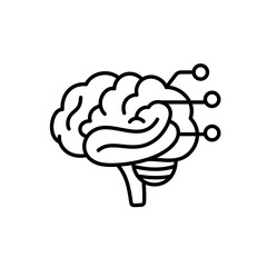 AI diagnostics for neurological disorders line icon vector, editable stroke, ideal for neurology apps, cognitive health AI, and smart brain scanning