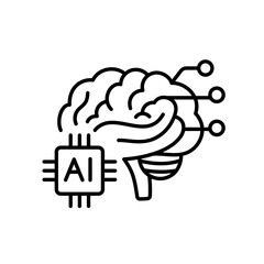 AI diagnostics for neurological disorders line icon vector, editable stroke, ideal for neurology apps, cognitive health AI, and smart brain scanning
