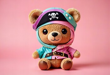 Elegant Minimalist chibi pirate bear character design.