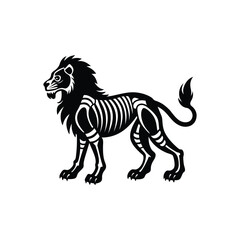 Obraz premium Flat and Minimal lion Skeletons logo vector illustration isolated on white background