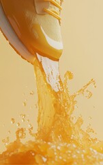 Soft flowing liquid glimmering in warm light captured from above
