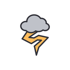 Stylized Icon Of A Thunderstorm With Cloud And Lightning Bolt