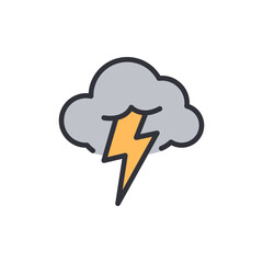 Stylized Cloud With A Bright Yellow Lightning Bolt On The Sky