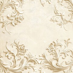 Ornate, cream-colored, embossed floral design