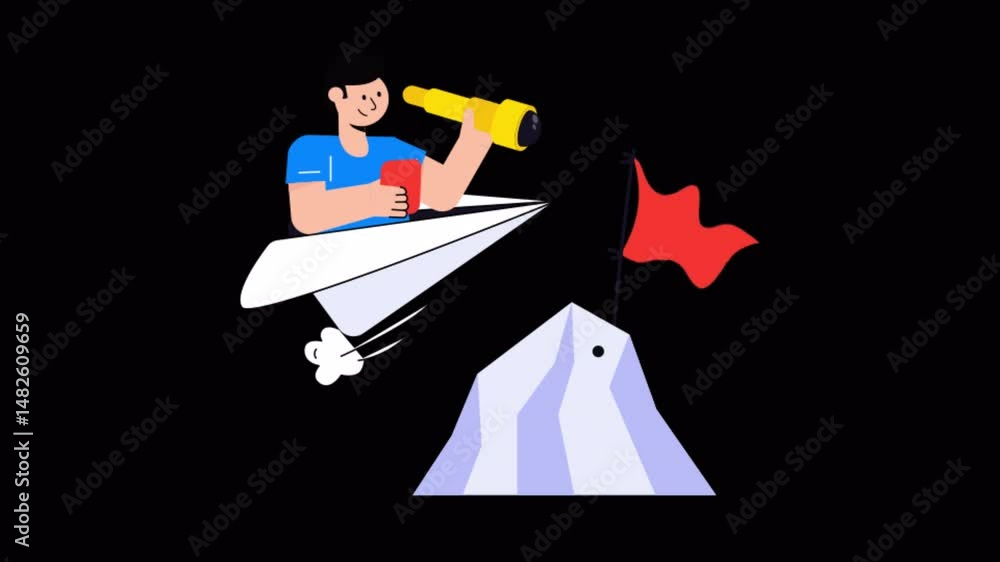 Poster travel route motion graphic rendering with transparent alpha channel