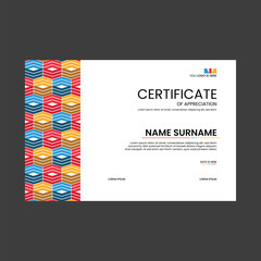 Certificate Of Award Template Modern Design Vector Colorfull