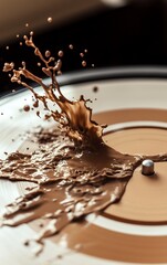 Delicious hot beverage with creamy froth and chocolate shavings on a wooden table