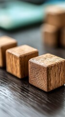 Wooden blocks in a row