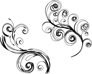 Elegant Black Swirl Floral Design Elements for Invitations and Decorations