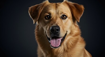 Golden Retriever Mix Dog Portrait A Stunning Close-Up Photograph of a Happy Canine Companion