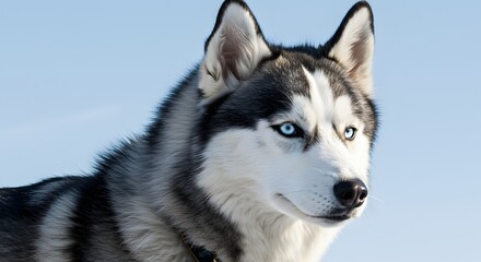 Obraz premium Majestic Siberian Husky with Striking Blue Eyes A Breathtaking Portrait of Canine Beauty