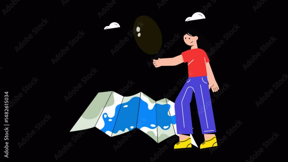 Poster find destination motion graphic rendering with transparent alpha channel