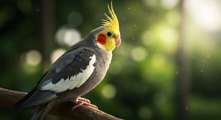 Obraz premium Stunning Cockatiel Portrait A Captivating Bird in Nature's Embrace