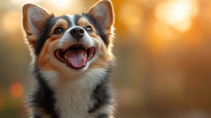 Joyful Corgi at Sunset: A Portrait of Canine Happiness