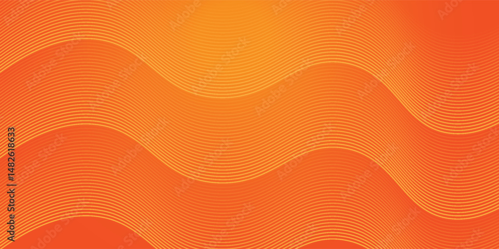 Poster vector abstract background with dynamic orange waves, lines and particles. vector