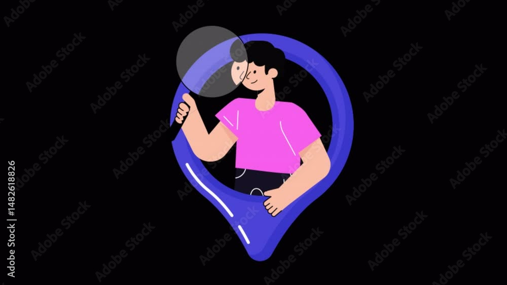 Poster find location motion graphic rendering with transparent alpha channel