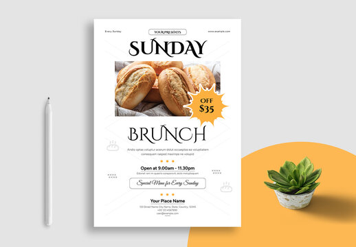 Yellow Sunday Brunch Flyer Template