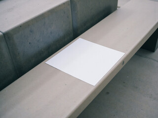 Paper on Concrete Bench Mockup: Minimalist Urban Still Life