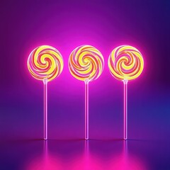 Colorful Ice Creams, Donuts, and Candy Collection on Pastel and Neon Backgrounds

