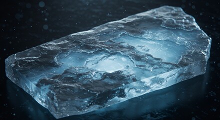 Obraz premium Ice slab with blue glow