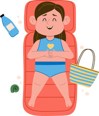 Girl Relaxing on Beach Mattress