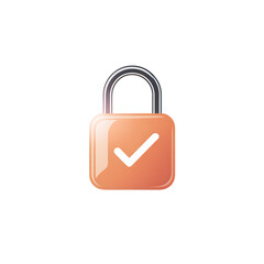 Secure padlock icon verified safe peach color on black on transparent background