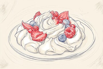 Delicious Berry Pavlova Dessert: A Culinary Masterpiece of Whipped Meringue, Fresh Berries, and Delicate Pastry