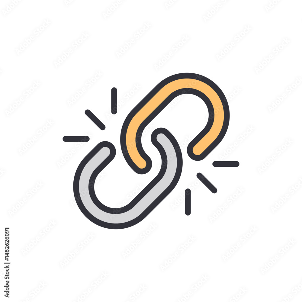 Poster stylized image featuring two interlocking chain links symbolizing connection